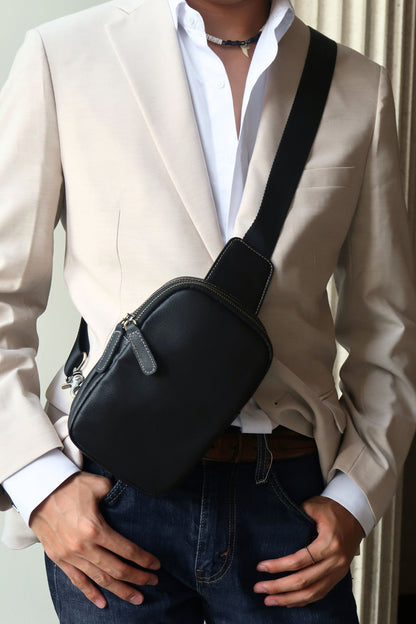Davel design genuine cowhide leather fanny pack bag