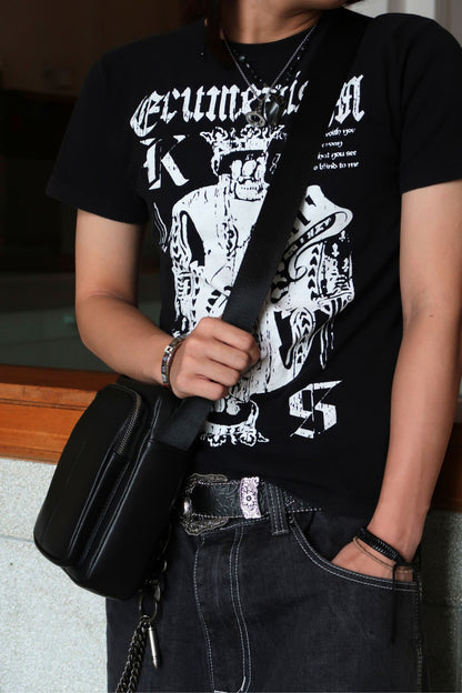 Pouch design genuine cowhide leather sling bag