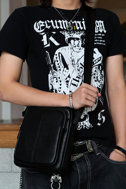 Pouch design genuine cowhide leather sling bag