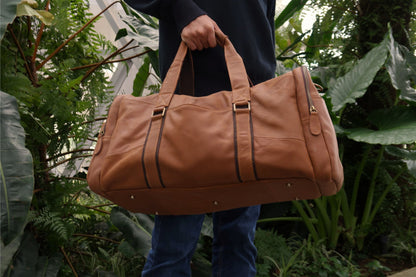 Genuine cowhide leather duffel travel bag