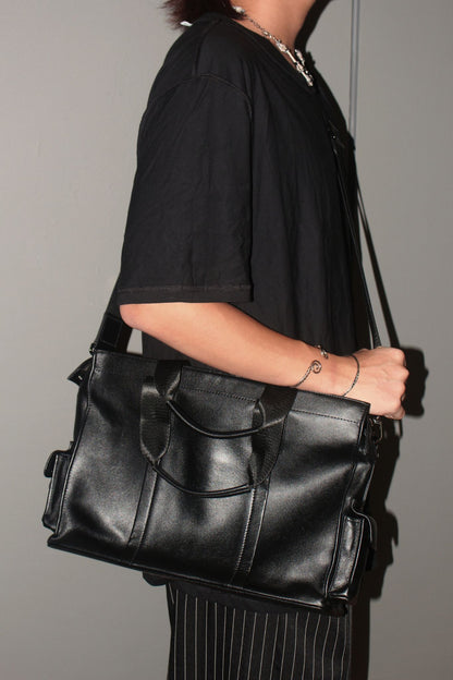 Potter design genuine cowhide leather briefcase with sling