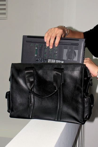 Potter design genuine cowhide leather briefcase with sling