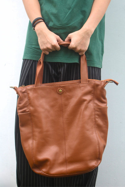 Cara V2 design genuine cowhide leather bag with strap