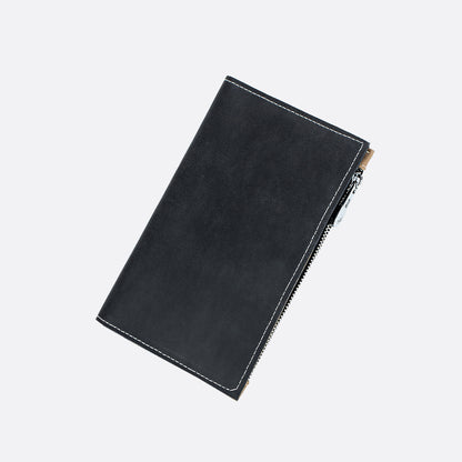 Genuine cowhide leather passport holder travel pouch with snap button