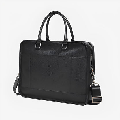 Zip design genuine cowhide leather travel briefcase with sling