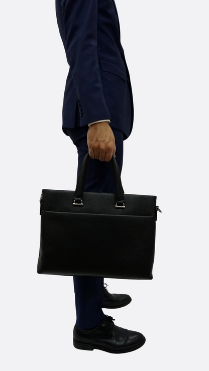 Marcel V2 design genuine cowhide leather slim briefcase with sling