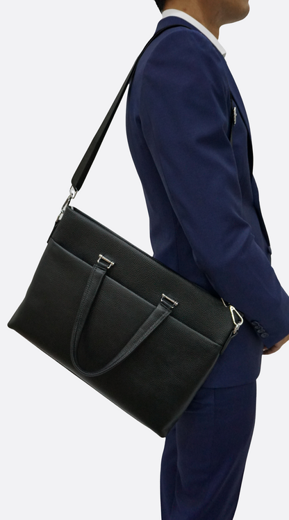 Marcel V2 design genuine cowhide leather slim briefcase with sling