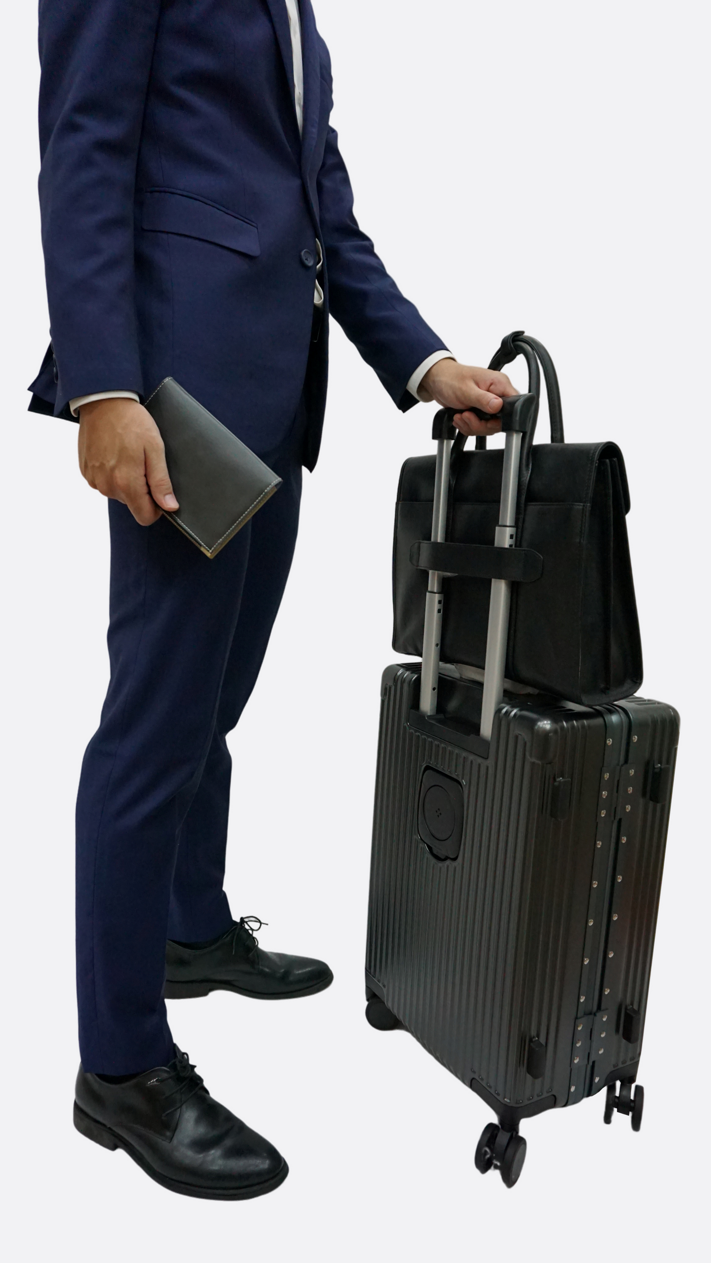 Flap design genuine cowhide leather travel briefcase