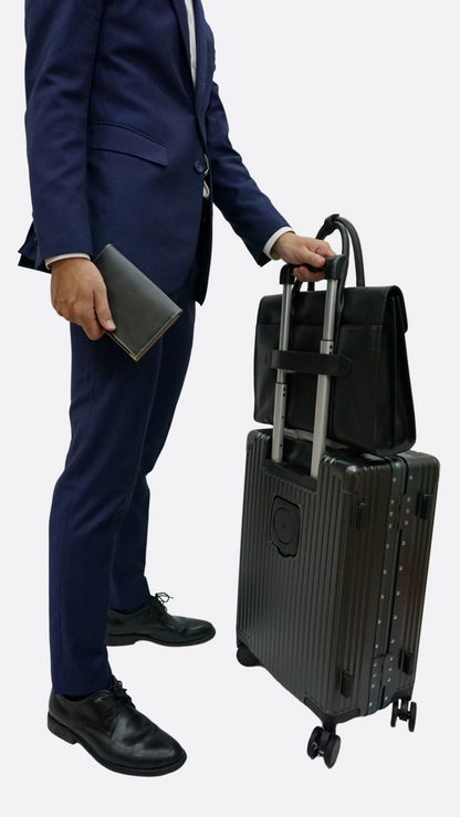 Flap design genuine cowhide leather travel briefcase