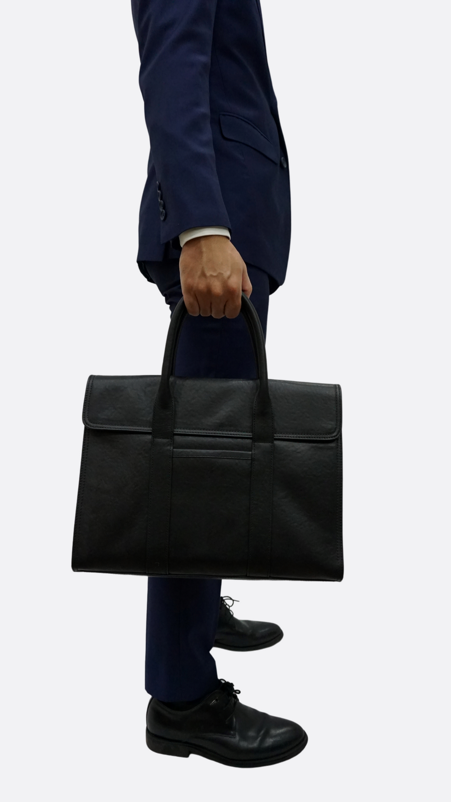 Flap design genuine cowhide leather travel briefcase