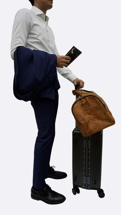 Genuine cowhide leather duffel travel bag