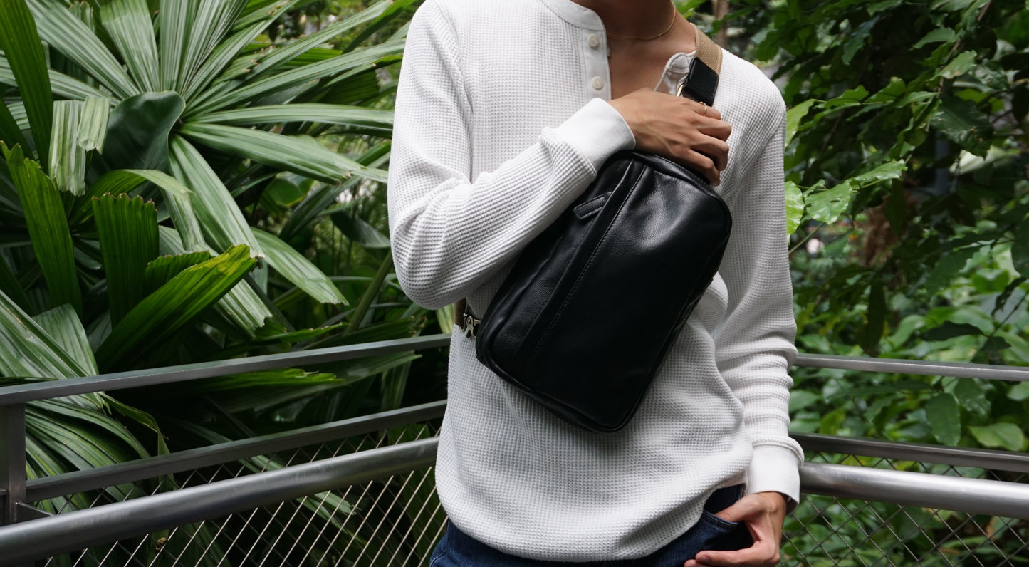 Davel V2 design genuine cowhide leather fanny pack bag