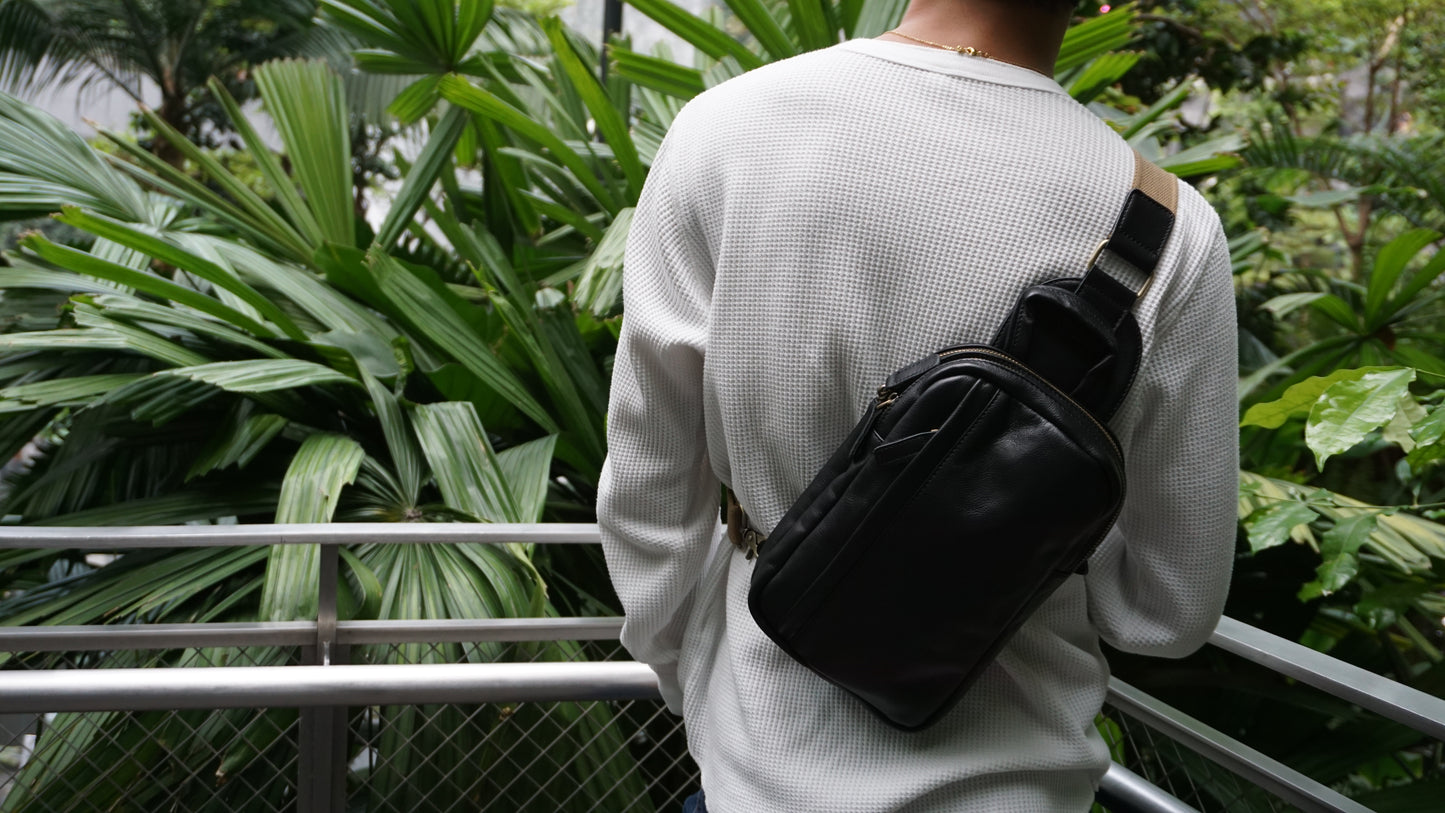 Davel V2 design genuine cowhide leather fanny pack bag