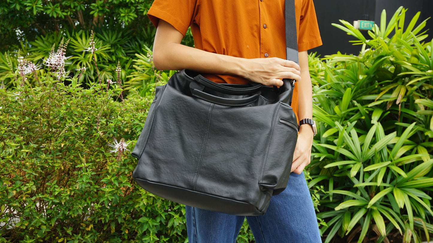 Perry design genuine cowhide leather tote bag