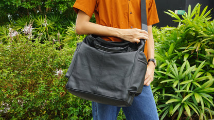 Perry design genuine cowhide leather tote bag