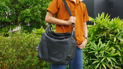 Perry design genuine cowhide leather tote bag