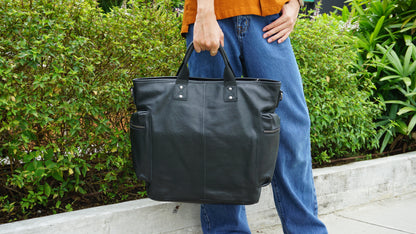Perry design genuine cowhide leather tote bag