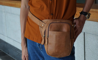 Genuine cowhide leather holster pouch fanny pack