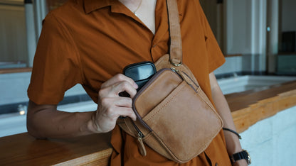 Genuine cowhide leather holster pouch fanny pack