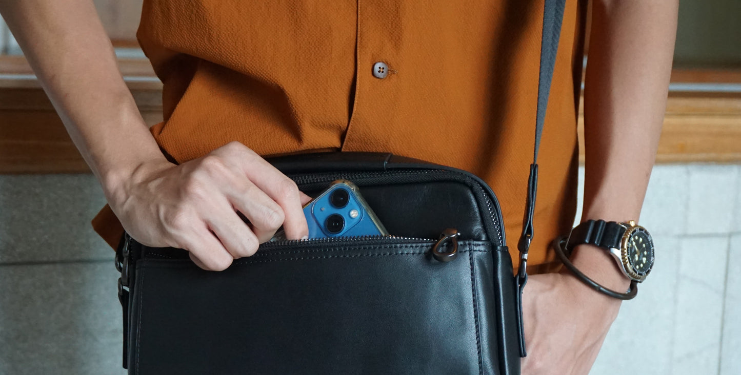 Murca V5 design genuine cowhide leather sling bag