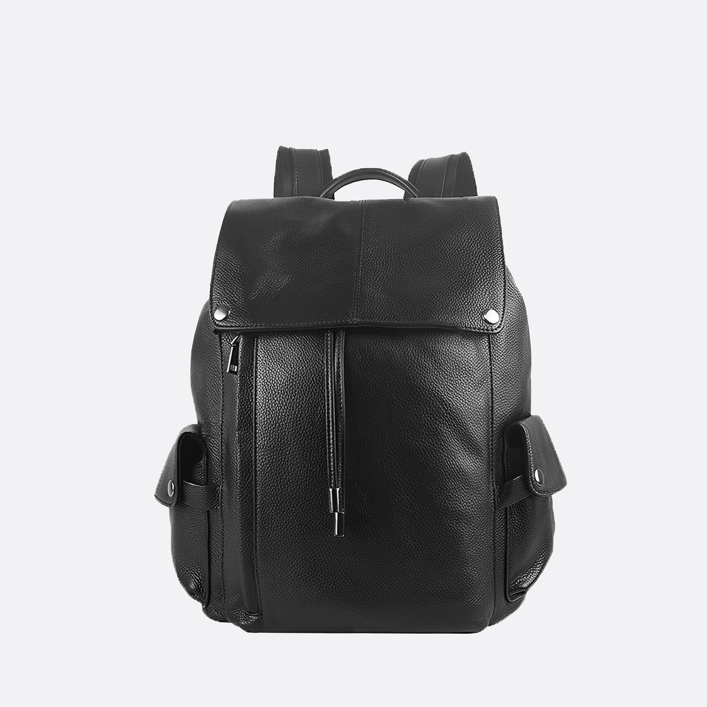 Drawstring flap design genuine cowhide leather backpack