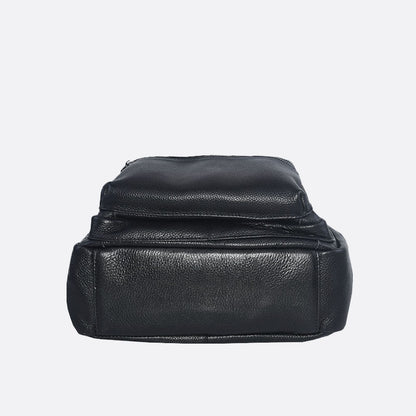 Multi zip design genuine cowhide leather backpack