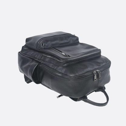 Multi zip design genuine cowhide leather backpack