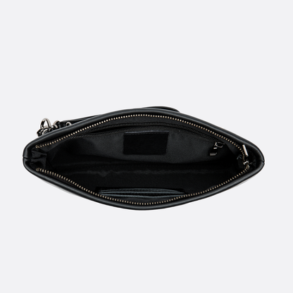Genuine cowhide leather hand clutch with wrist strap