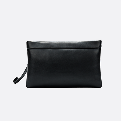 Genuine cowhide leather hand clutch with wrist strap