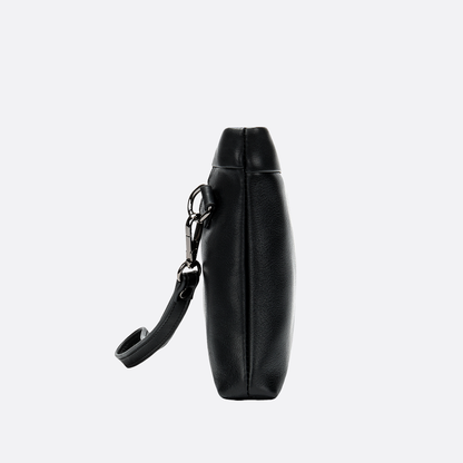 Genuine cowhide leather hand clutch with wrist strap