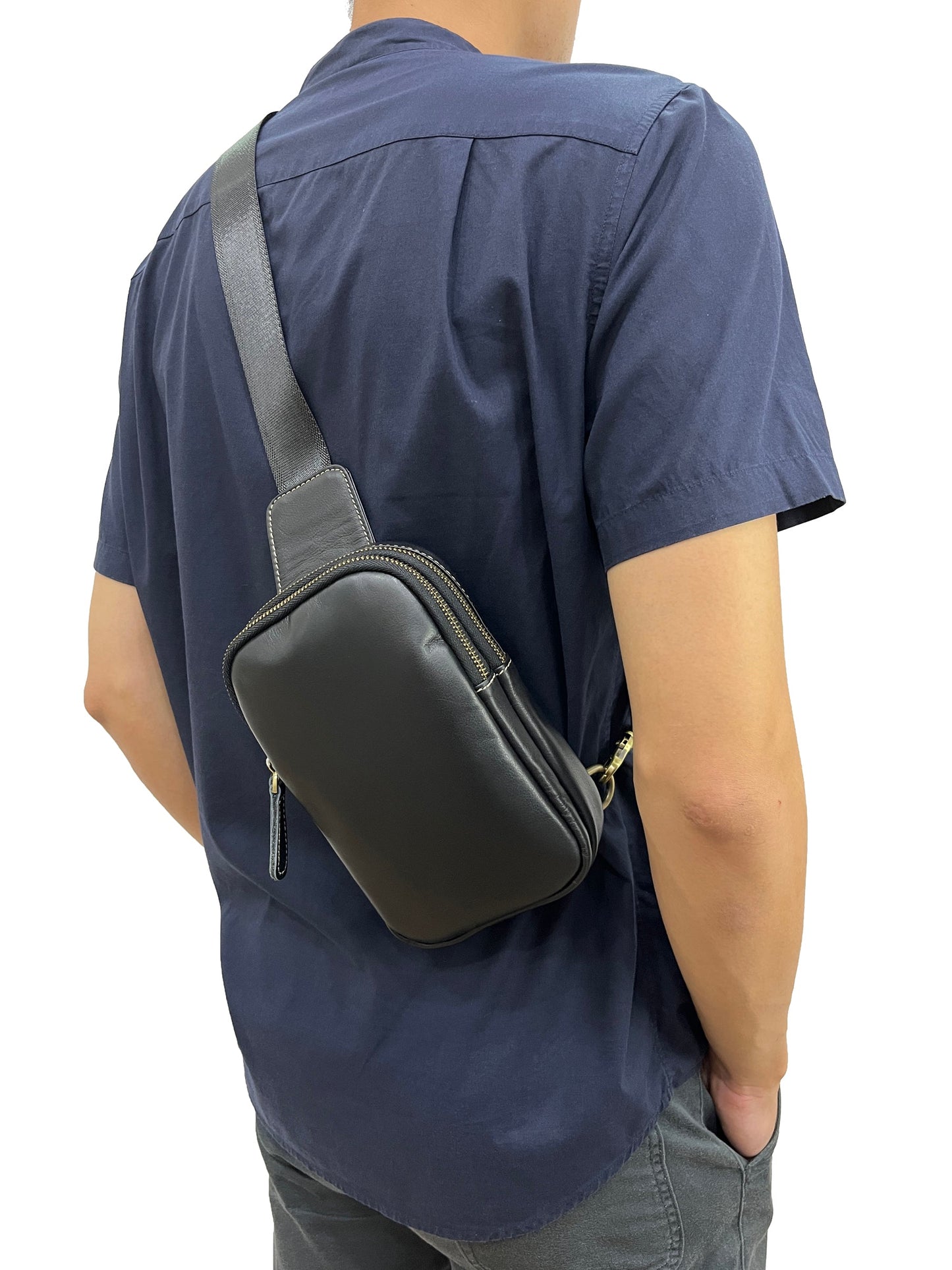 Davel design genuine cowhide leather fanny pack bag