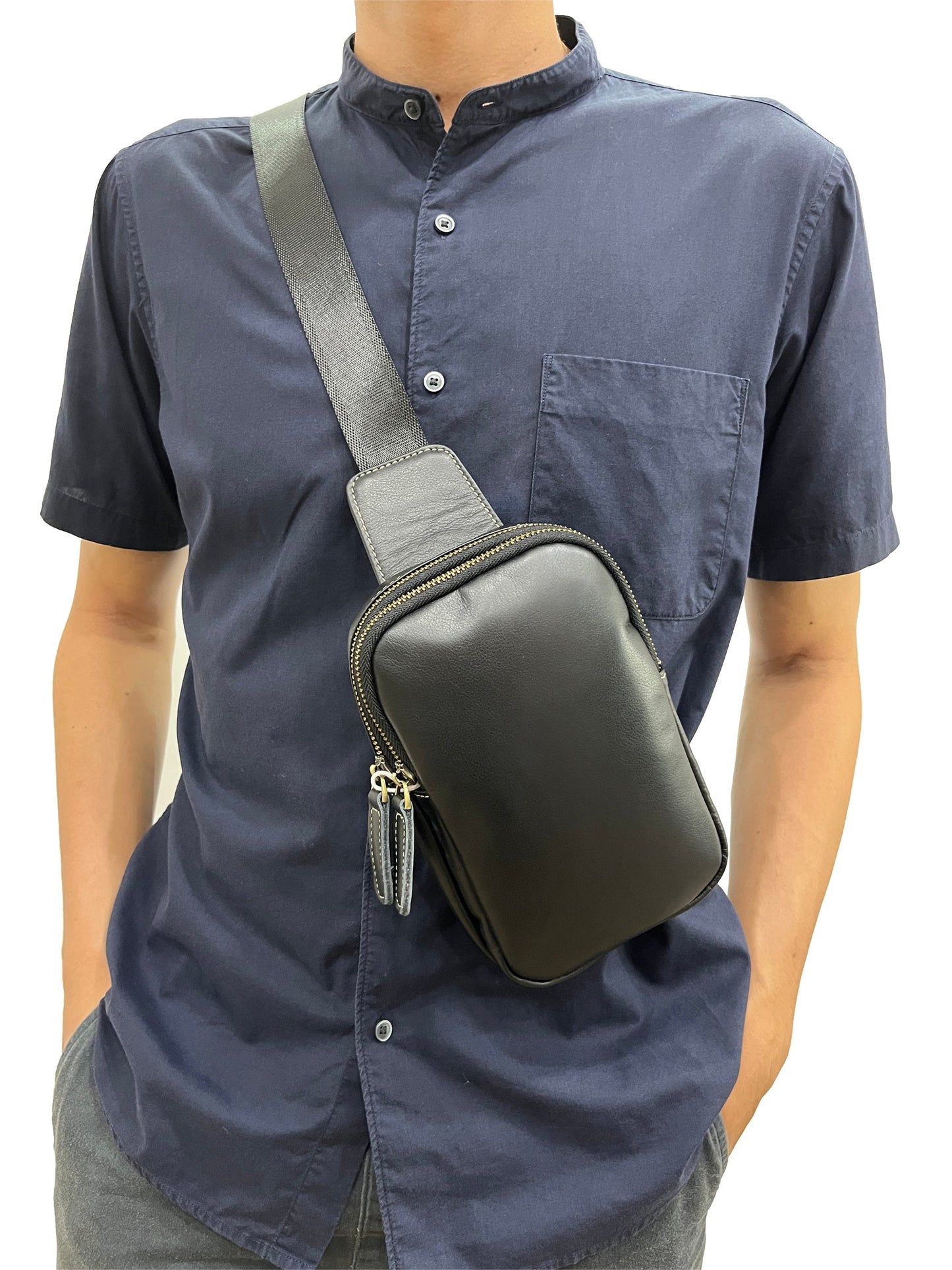 Davel design genuine cowhide leather fanny pack bag