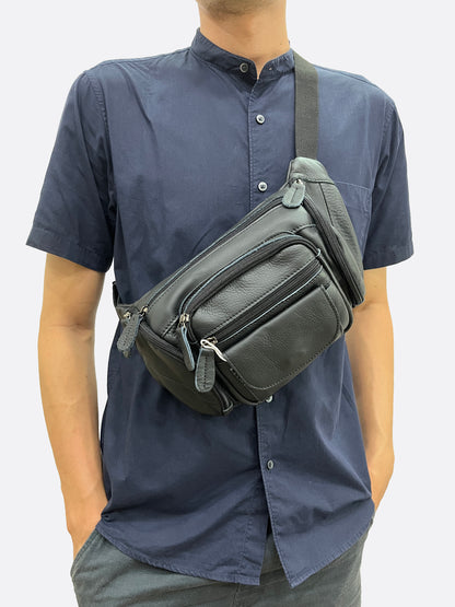 Vesny pouch design genuine cowhide leather waist/sling bag
