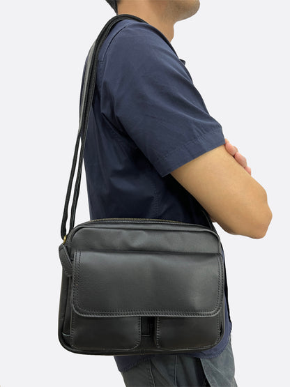 Poches messenger design genuine cowhide leather sling bag