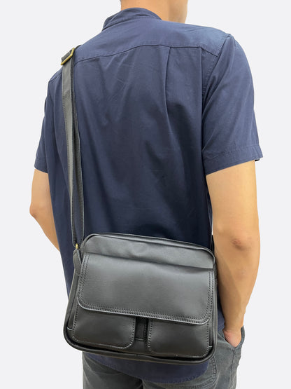 Poches messenger design genuine cowhide leather sling bag