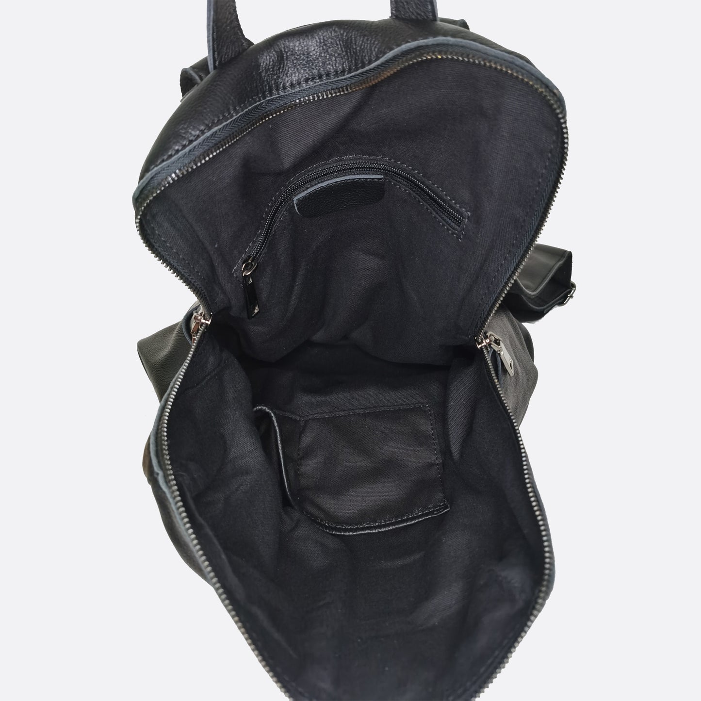 Snap design genuine cowhide leather backpack with strap pouch