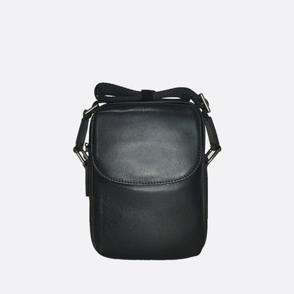 Flap design genuine cowhide leather sling bag