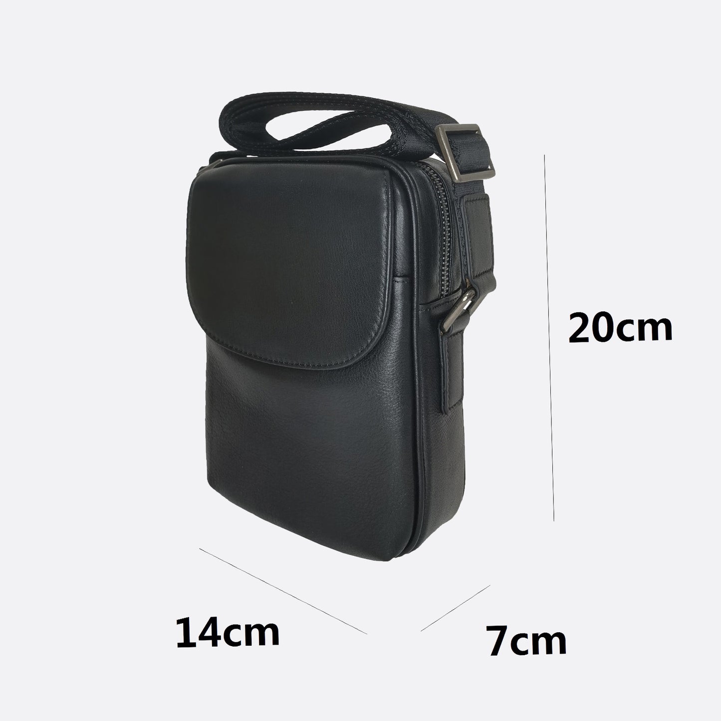 Flap design genuine cowhide leather sling bag