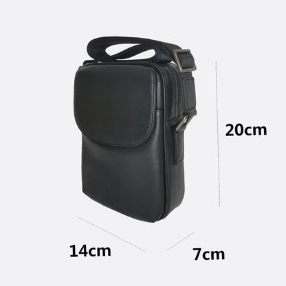 Flap design genuine cowhide leather sling bag