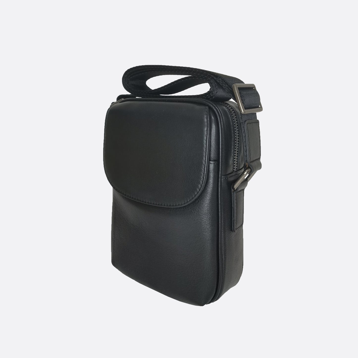 Flap design genuine cowhide leather sling bag