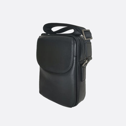 Flap design genuine cowhide leather sling bag