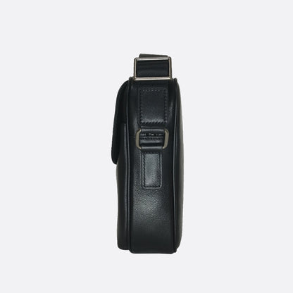 Flap design genuine cowhide leather sling bag