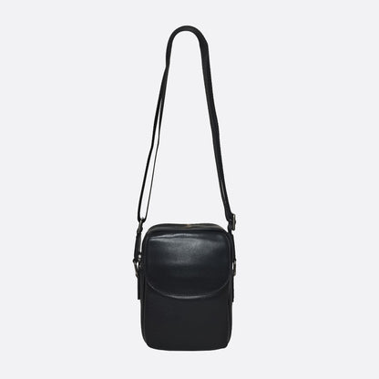 Flap design genuine cowhide leather sling bag