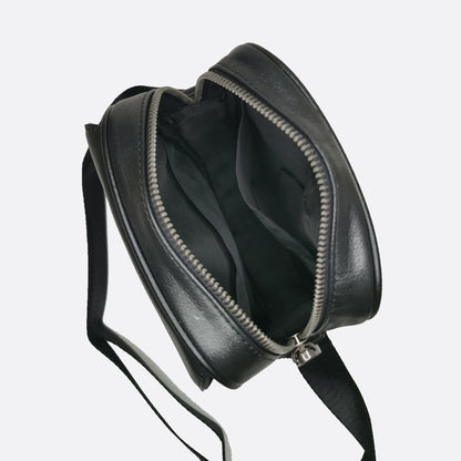 Flap design genuine cowhide leather sling bag