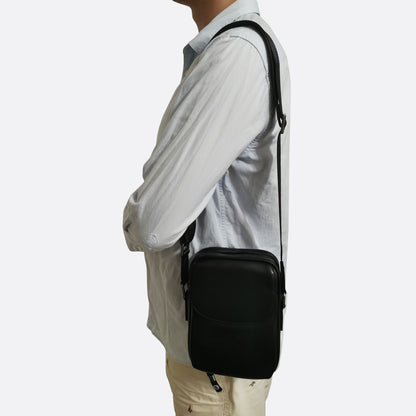 Flap design genuine cowhide leather sling bag