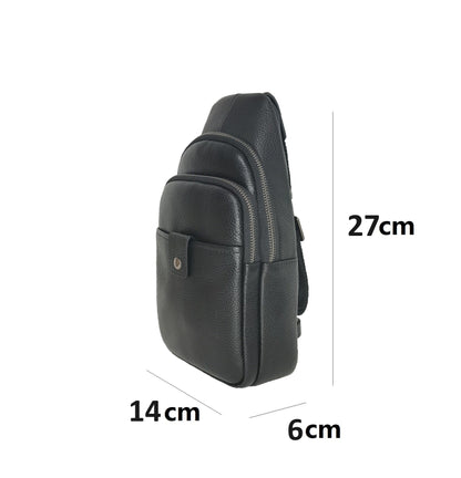 Snap design genuine cowhide leather fanny pack bag