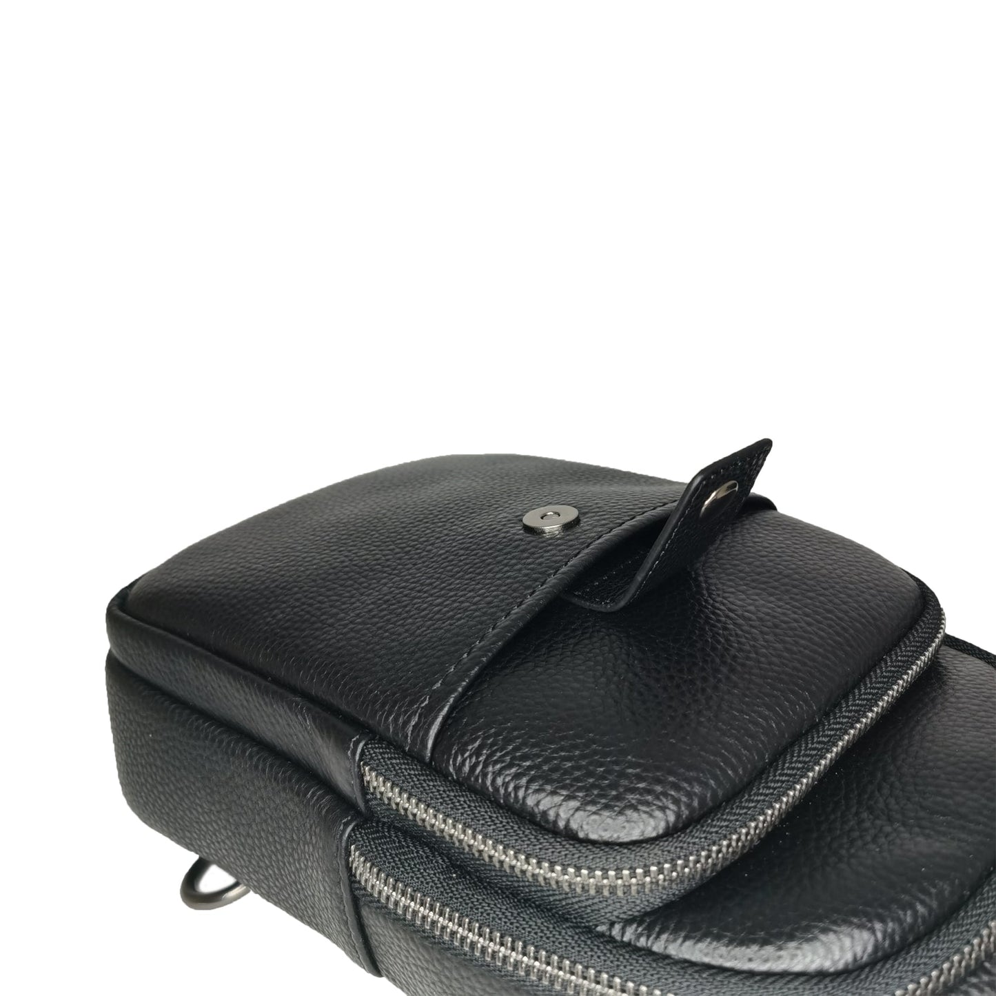 Snap design genuine cowhide leather fanny pack bag
