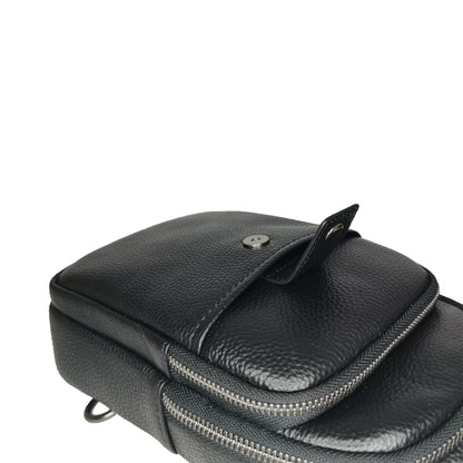 Snap design genuine cowhide leather fanny pack bag
