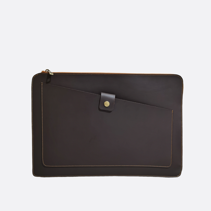 Snap design genuine cowhide leather clutch/laptop sleeve / laptop folio