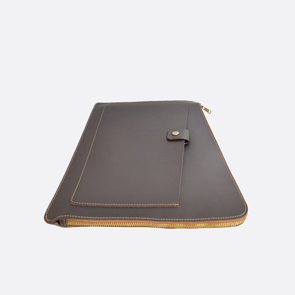 Snap design genuine cowhide leather clutch/laptop sleeve / laptop folio